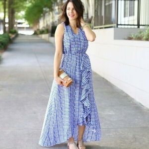 Vineyard Vines Silk Ruffle Sleeveless Maxi Dress